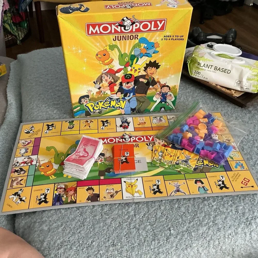 Pokemon Monopoly Junior Board Game Complete Kids Family Game 2-4 Players